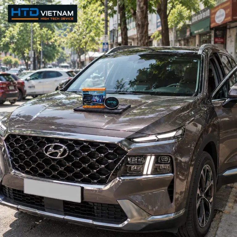 Hyundai Santa Fe sau khi lắp Android Box HTD D14 Ultra New của HTD Việt Nam