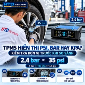 Kiểm tra đơn vị áp suất TPMS: PSI, BAR hay kPa