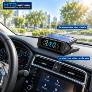 Lắp màn hình TPMS năng lượng mặt trời HTD TP-D24 trên táp-lô ô tô
