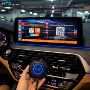 Màn hình iDrive BMW 520i 2023 khi lắp Android Box, hiển thị menu kết nối