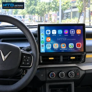 Màn hình trung tâm 10 inch của VinFast VF3 sau khi lắp bộ chuyển đổi Android HTD