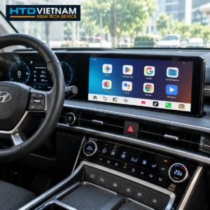Android Box cho Hyundai Santa Fe: Màn hình zin Hyundai Santa Fe hiển thị giao diện Android Box HTD