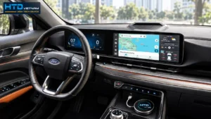 Màn hình zin ô tô hiển thị giao diện Apple CarPlay với cổng USB trên bệ taplo