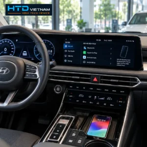 Menu kết nối điện thoại trên màn hình giải trí Hyundai Tucson để kiểm tra CarPlay và Android Auto