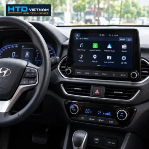 Menu kết nối điện thoại trên màn hình zin Hyundai Accent để kiểm tra Apple CarPlay và Android Auto