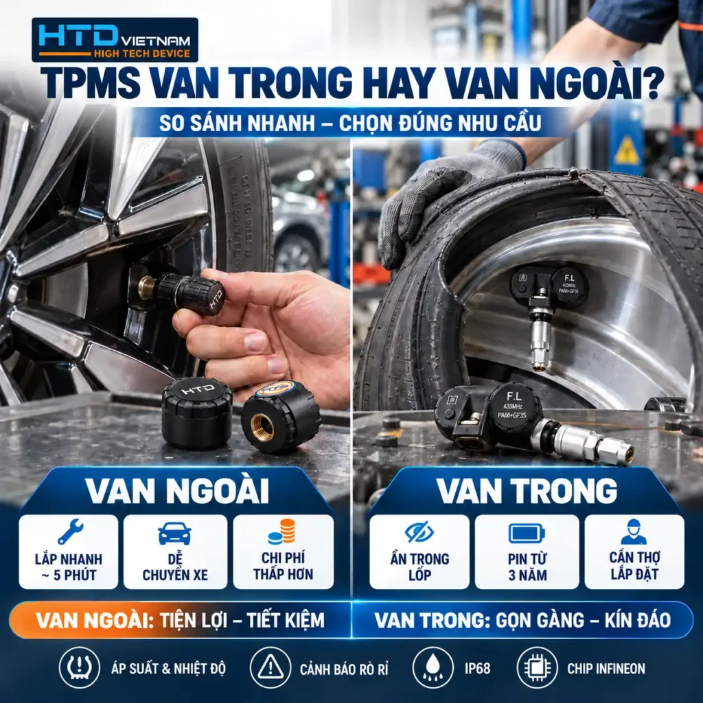 TPMS van trong hay van ngoài? So sánh ưu nhược điểm để chọn đúng