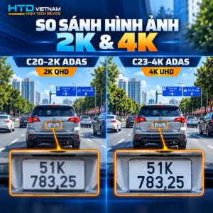 So sánh hai khung hình cắt cùng vùng biển số xe, quay bằng camera hành trình 2K và 4K