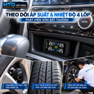 Theo dõi áp suất & nhiệt độ 4 lốp – Phát hiện sớm bất thường