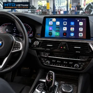 Android Box HTD D10 Pro trên màn hình iDrive zin BMW 520i
