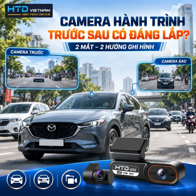 Camera hành trình HTD C25 4G Dual ghi hình phía trước và phía sau xe trên đường phố