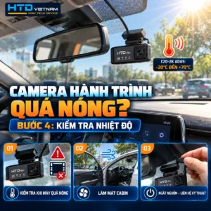 Kiểm tra nhiệt độ camera hành trình HTD C20-2K ADAS khi ô tô đỗ dưới trời nắng nóng