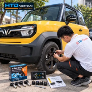 Lắp đặt cảm biến áp suất lốp TPMS HTD cho VinFast VF3 giúp theo dõi tình trạng lốp và lái xe an toàn hơn